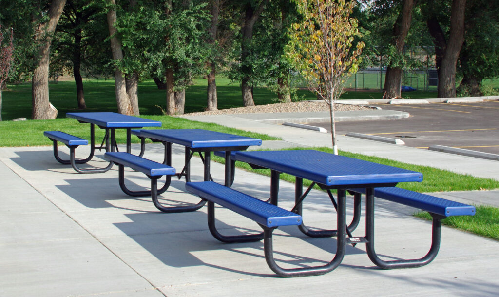 Portable picnic tables blue