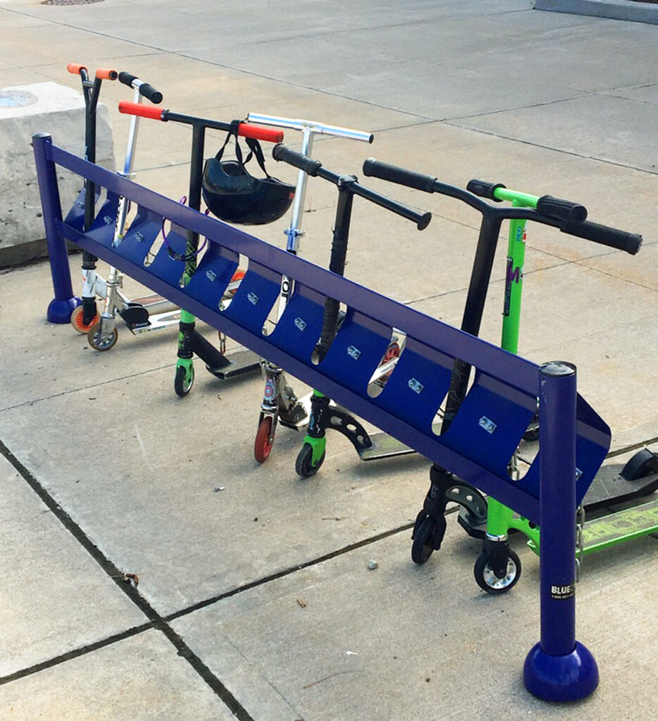Scooter rack with scooters